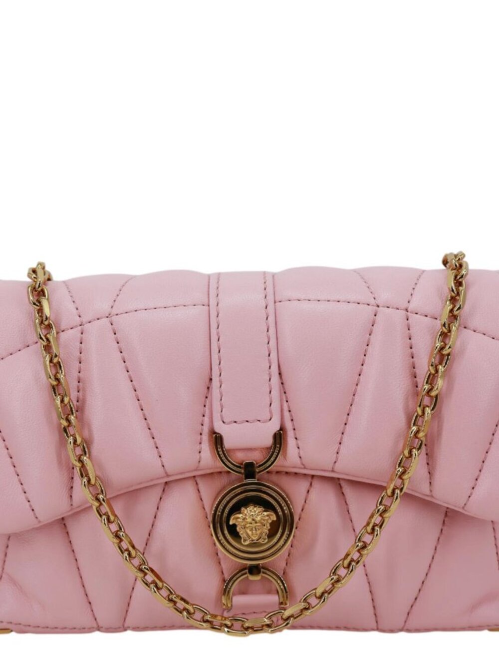 VERSACE Kleio Quilted Lambskin Leather Shoulder Bag Pink